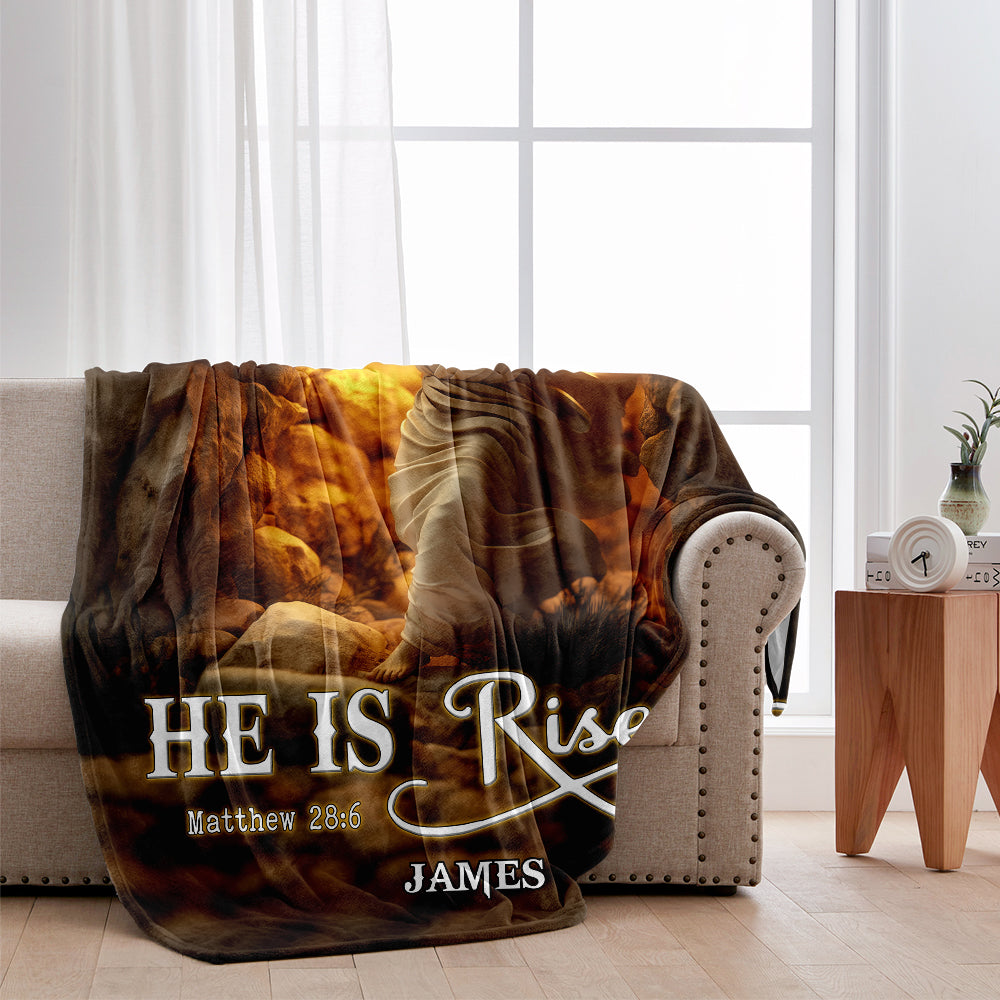 He Is Risen - Personalized Christian Blanket