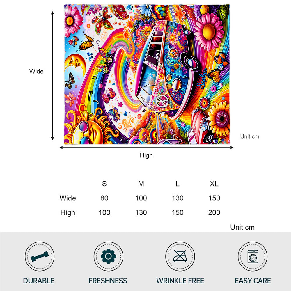 Fantastischer Bus – personalisierte Hippie-Decke