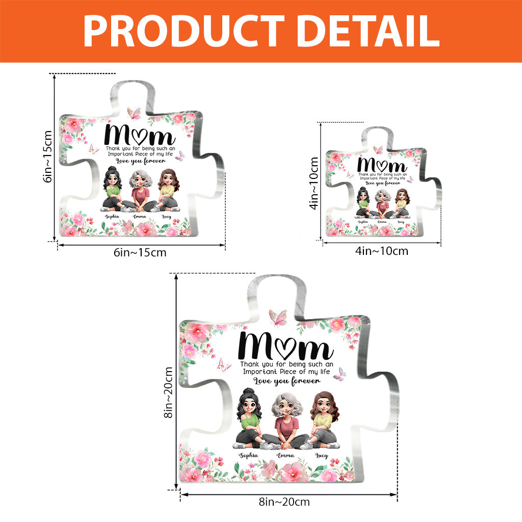 Wichtig in meinem Leben – Personalisierte Acrylplakette in individueller Form für meine Mutter