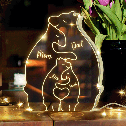 Bear Family - Personalized Family Mirror Light