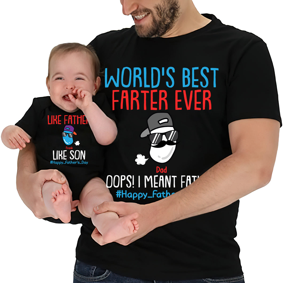 Weltbester Furzer in Ausbildung – Personalisiertes Vater-T-Shirt und Baby-Body