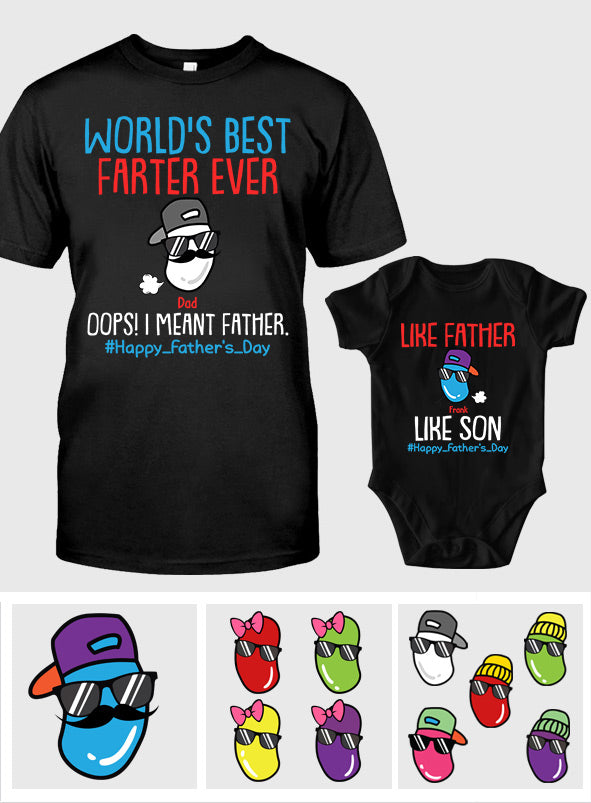 Weltbester Furzer in Ausbildung – Personalisiertes Vater-T-Shirt und Baby-Body