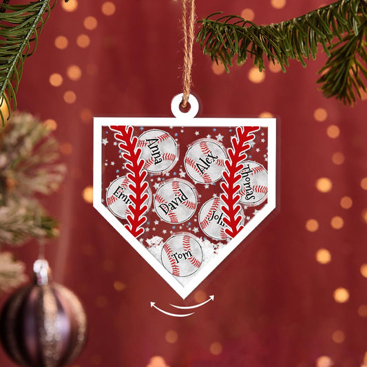 Baseball-Team – Personalisierter dreilagiger Baseball-Schüttelornament