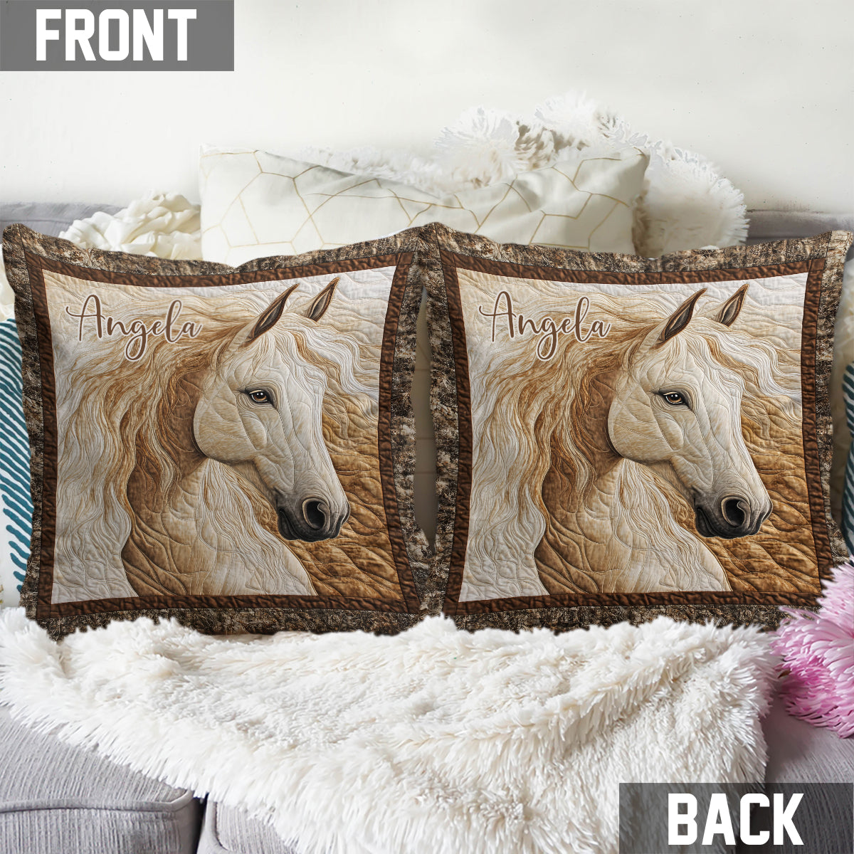 Love Horses - Personalized Horse Throw Pillow
