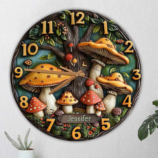 Pilzgarten - Personalisierte Pilz-Wanduhr