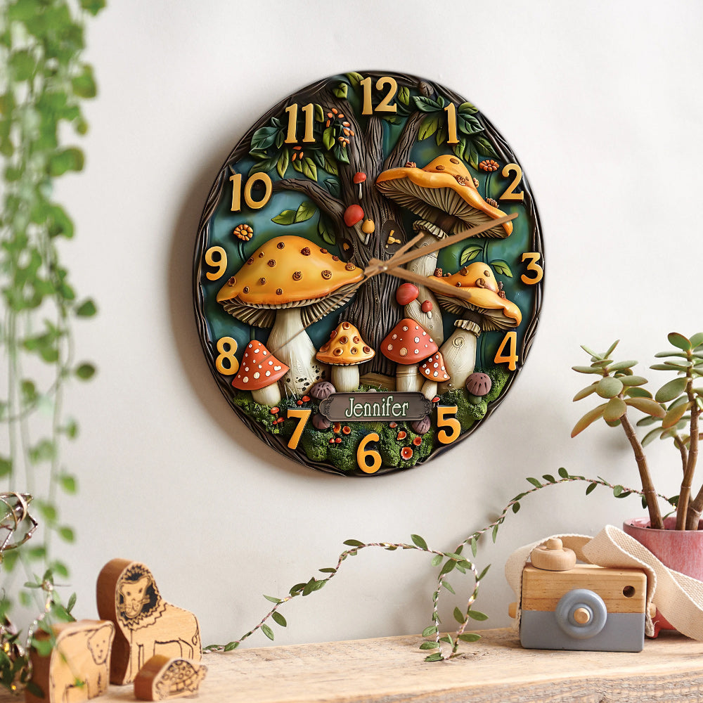 Mushroom Garden - Personalized Mushroom Wall Clock