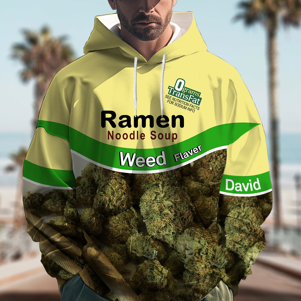 Casual Food – Personalisierter Hoodie und klassische Kappe mit Weed-Allover-Print