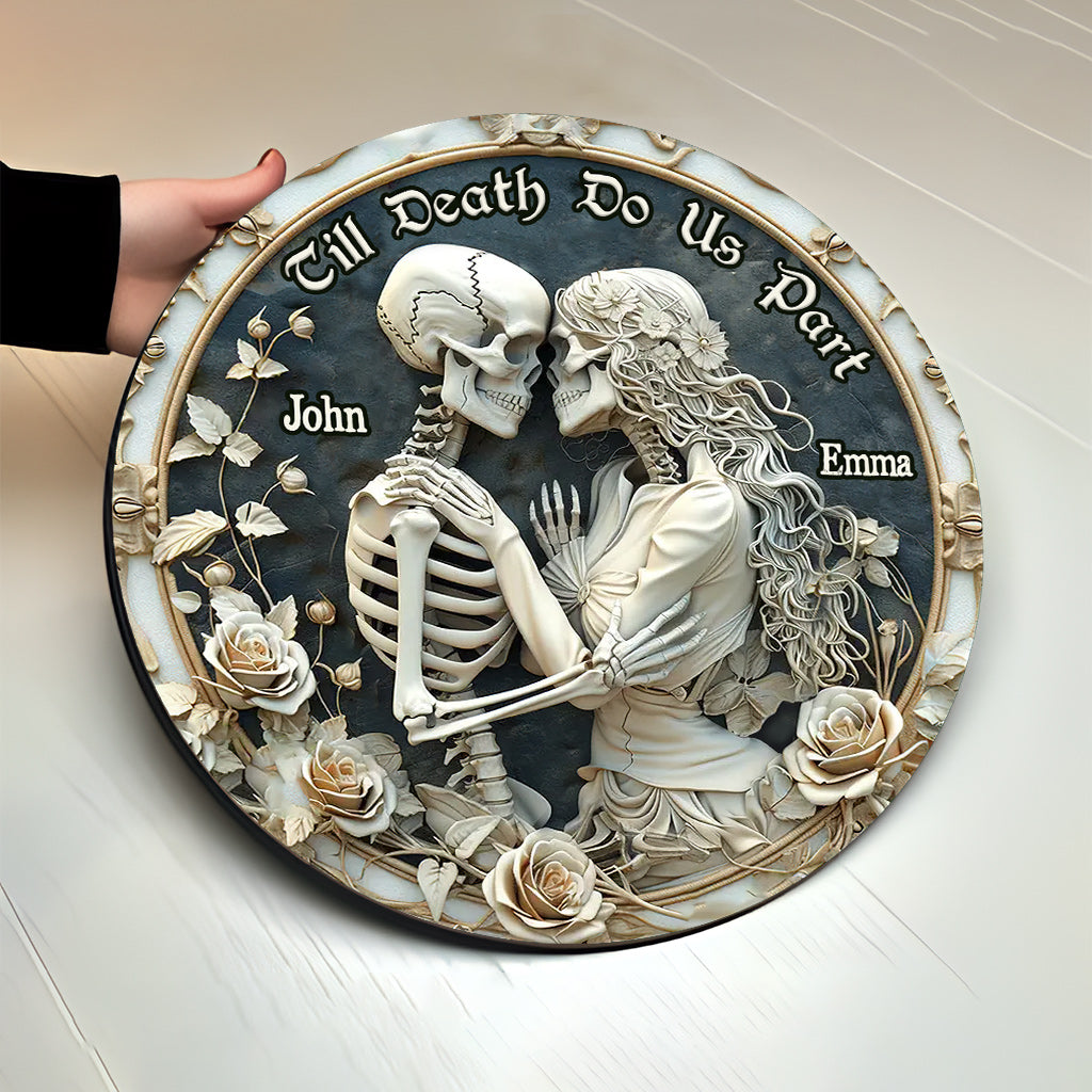 „Du und ich, wir schaffen das“ – Personalisiertes Totenkopf-Rundschild aus Holz