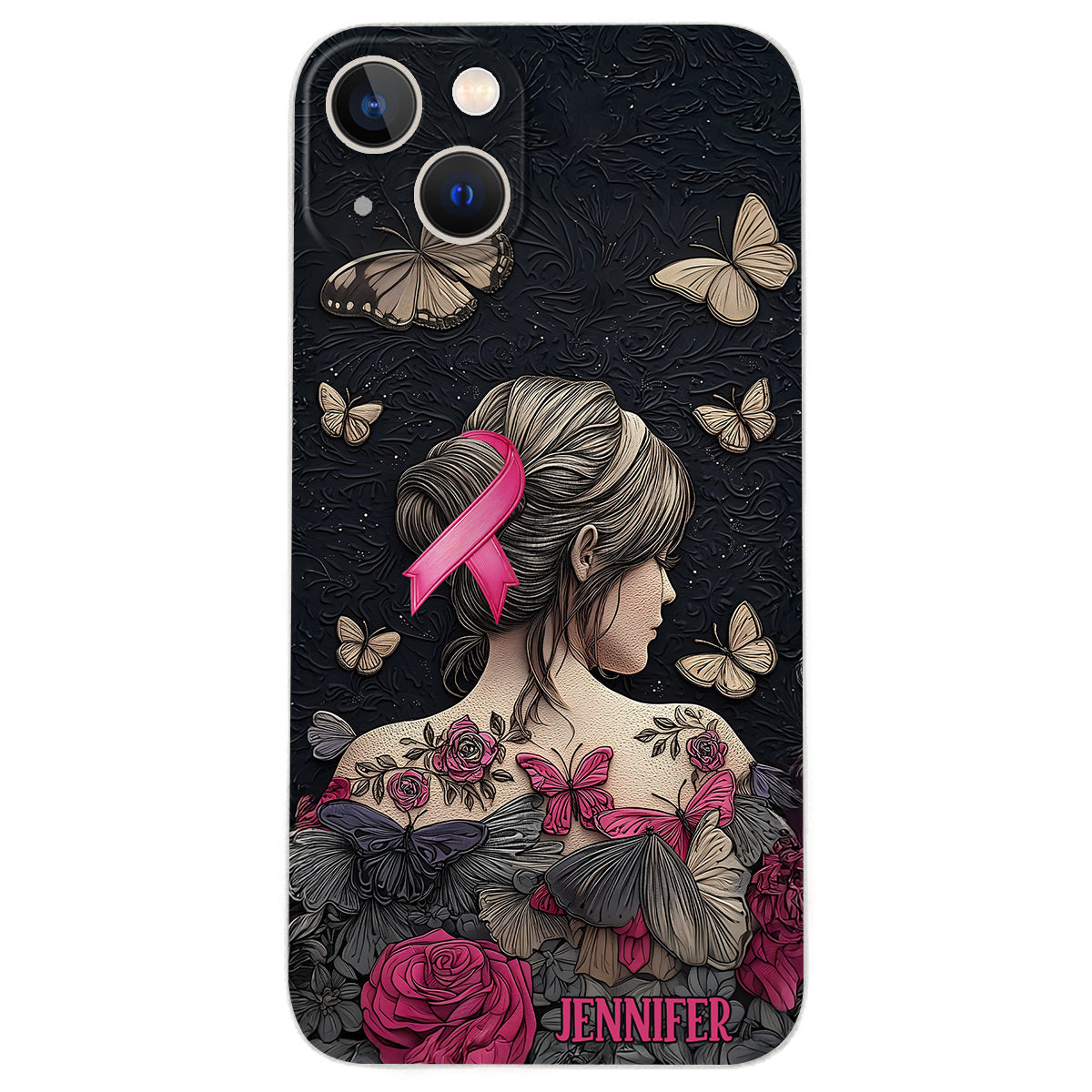 Breast Cancer Awareness - Personalized Breast Cancer Awareness Leather Phone Case