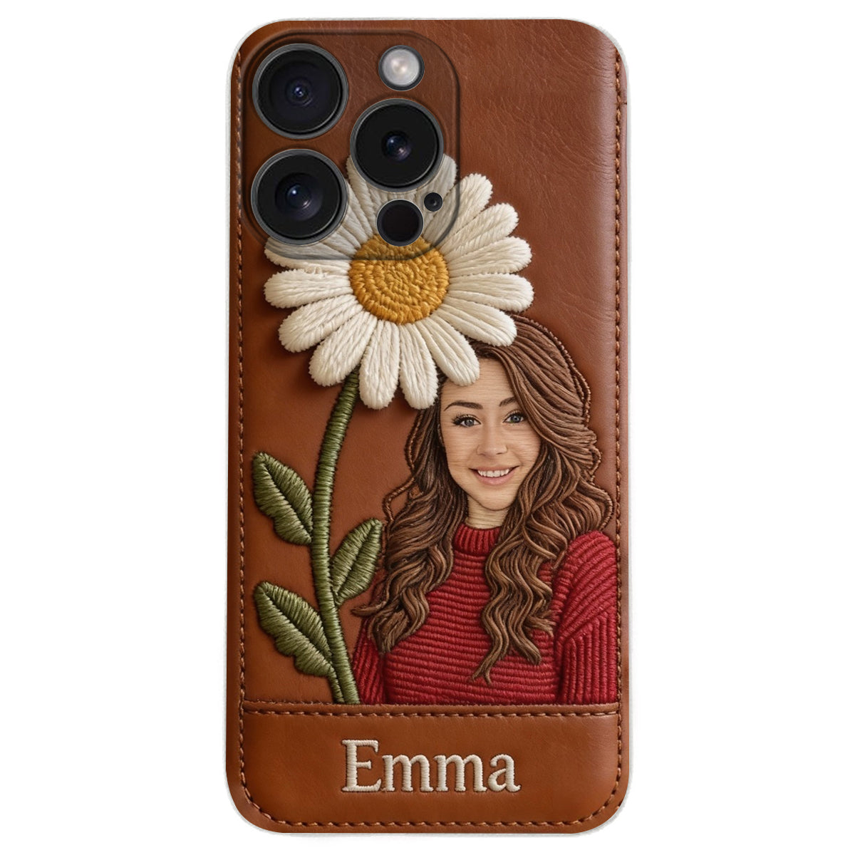 Custom Any Photo Birthmonth Flower - Personalized Self Love Leather Phone Case