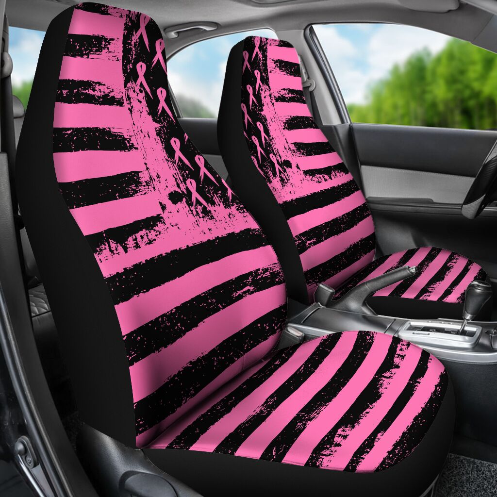 American Flag Breast Cancer Awareness Seat Covers 0622