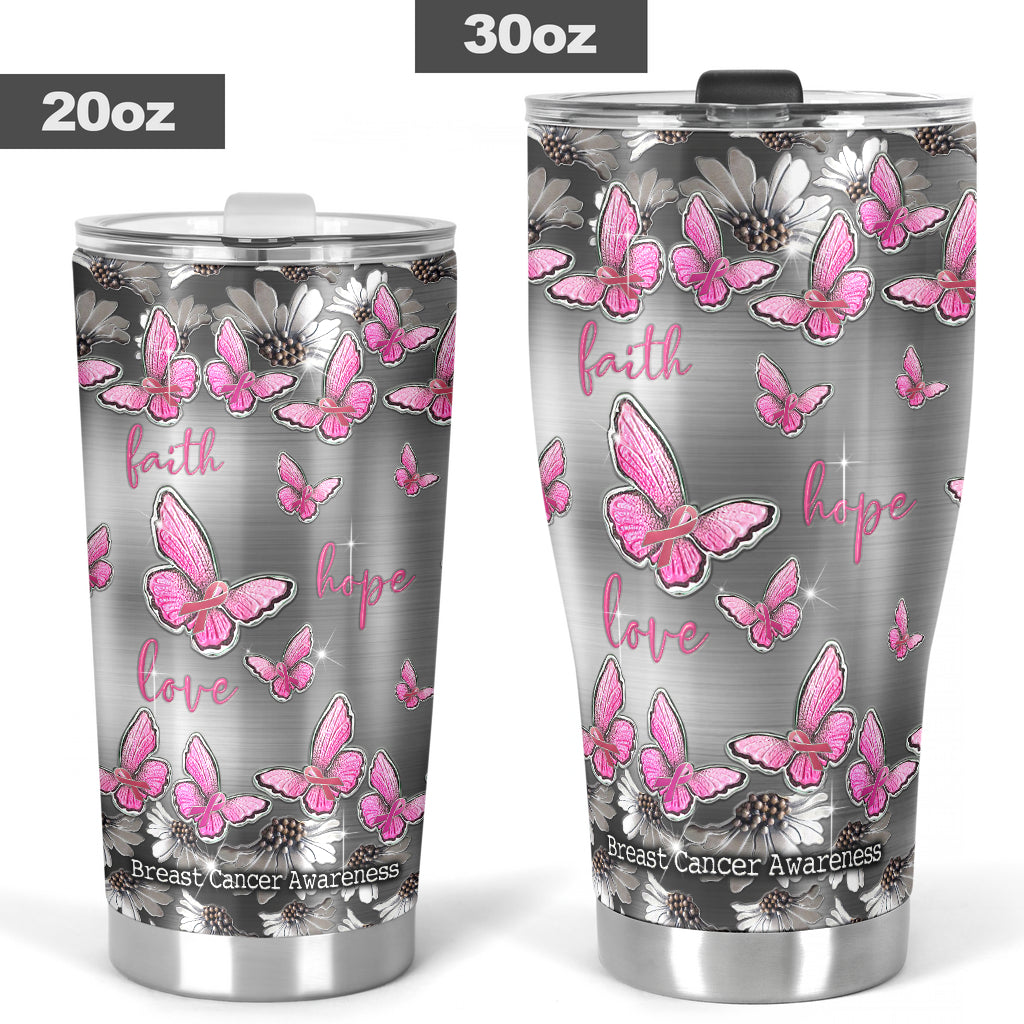 Faith Hope Love – Becher zur Sensibilisierung für Brustkrebs mit Metallmuster-Print 0622