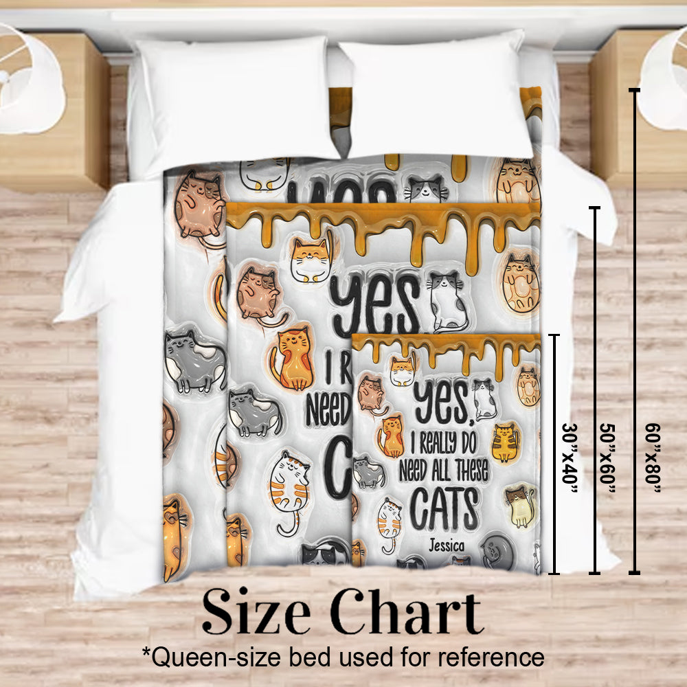 Yes I Really Do Need All These Cats - Personalized Cat Blanket