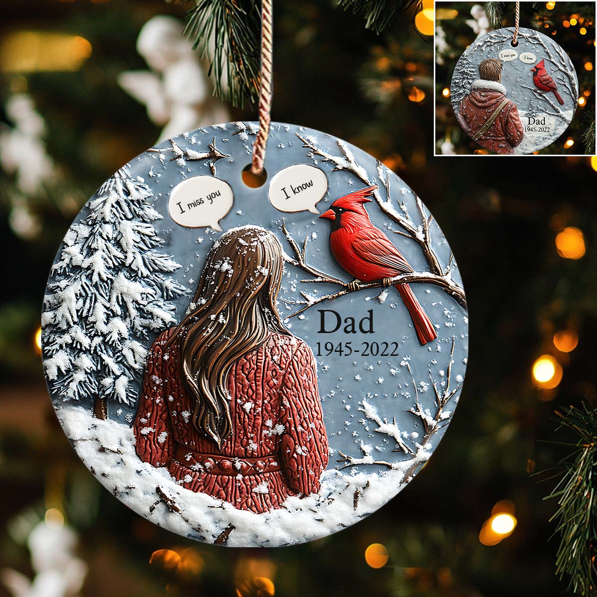 I Miss You! - Personalized Memorial Ceramic Circle Ornament