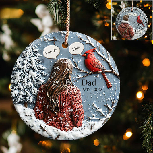 I Miss You! - Personalized Memorial Ceramic Circle Ornament