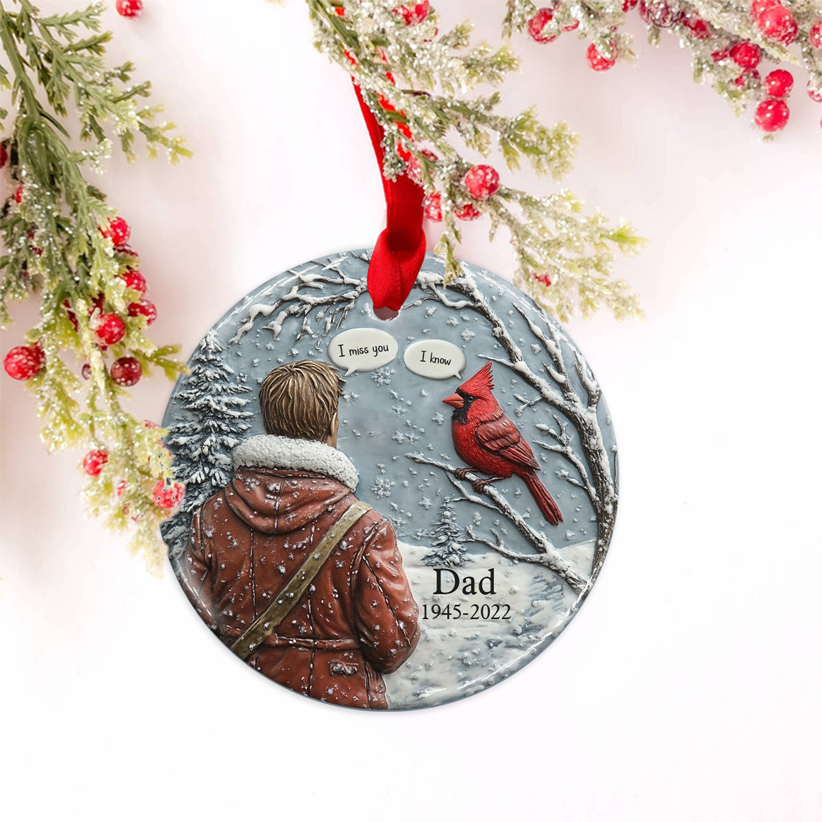 I Miss You! - Personalized Memorial Ceramic Circle Ornament