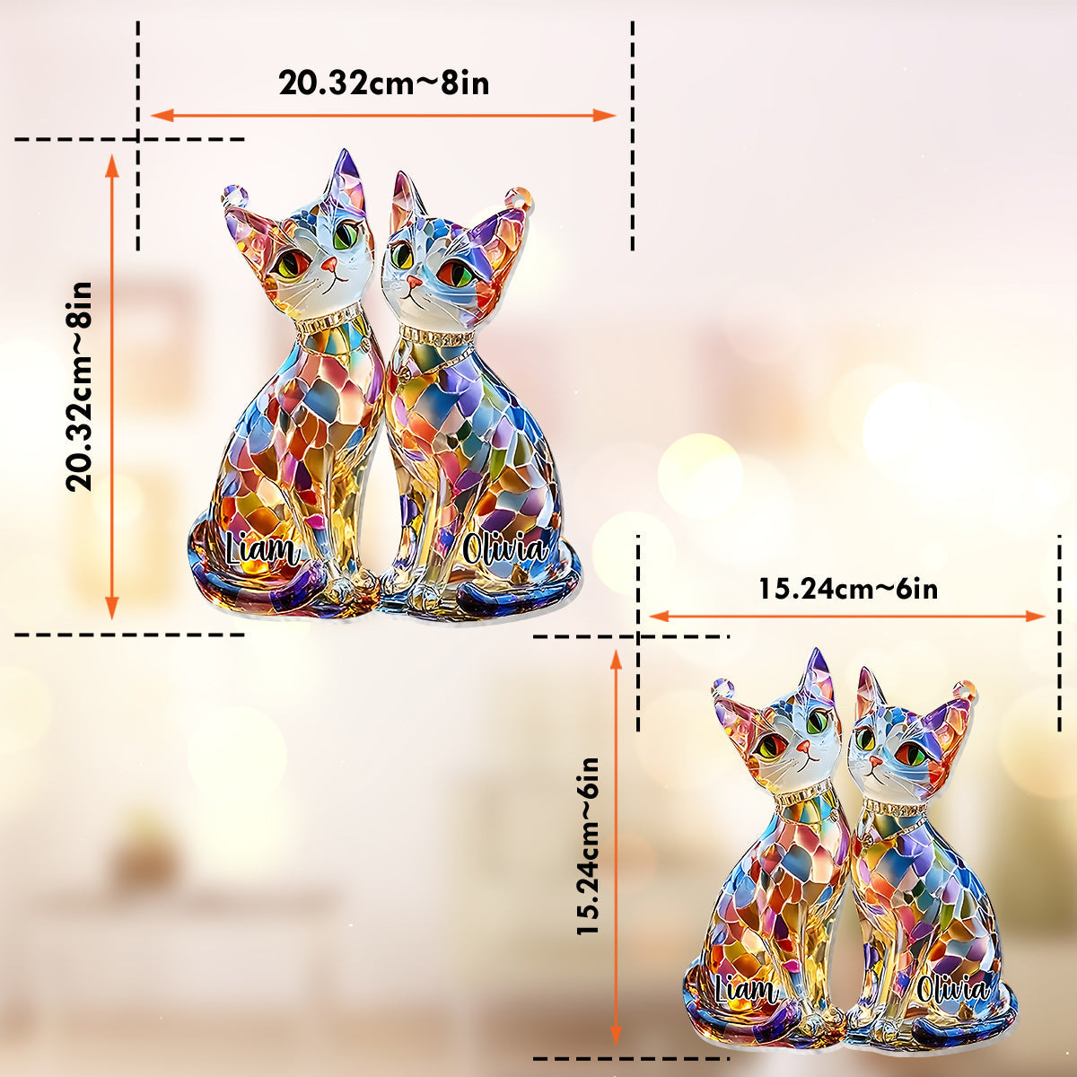 Niedliche Katzen im Boho-Chic-Stil – Personalisierter Katzen-Fensterhänger als Sonnenfänger 