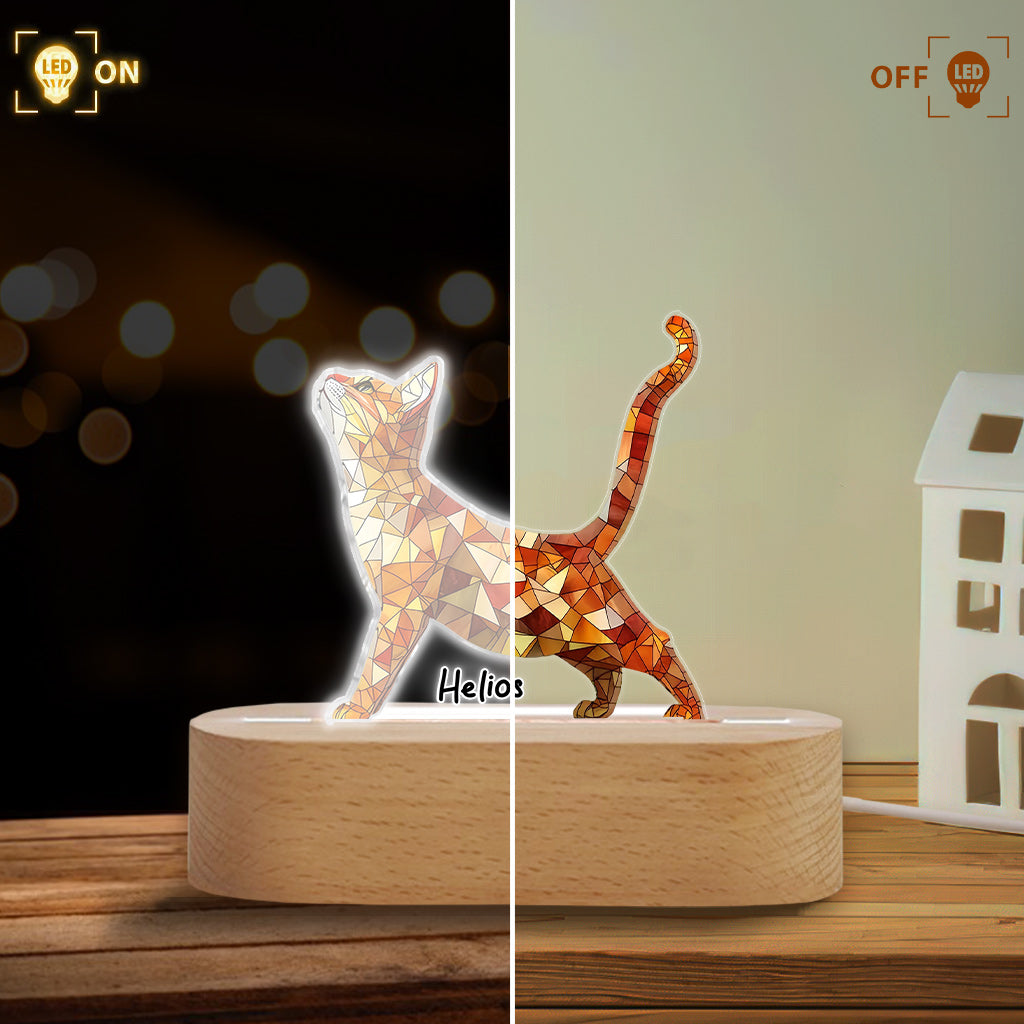 Boho Chic Niedliche Katzen - Personalisierte, katzenförmige Leuchtplatte