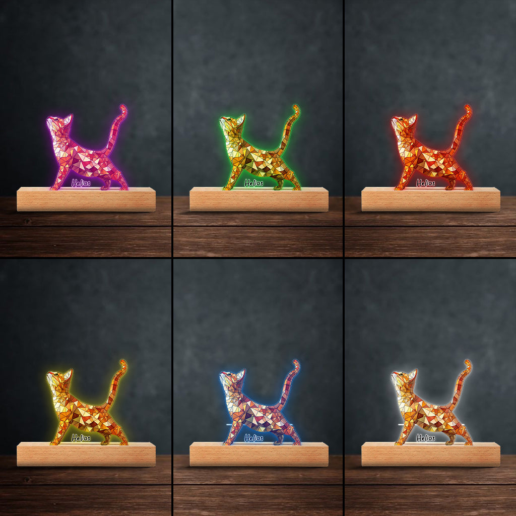 Boho Chic Niedliche Katzen - Personalisierte, katzenförmige Leuchtplatte