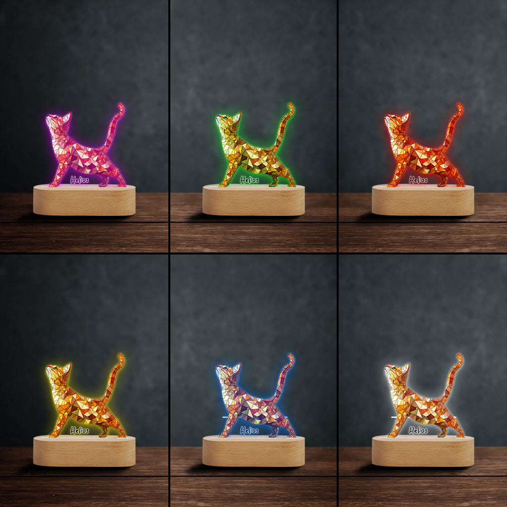 Boho Chic Niedliche Katzen - Personalisierte, katzenförmige Leuchtplatte