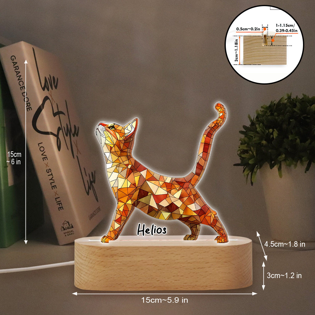 Boho Chic Niedliche Katzen - Personalisierte, katzenförmige Leuchtplatte