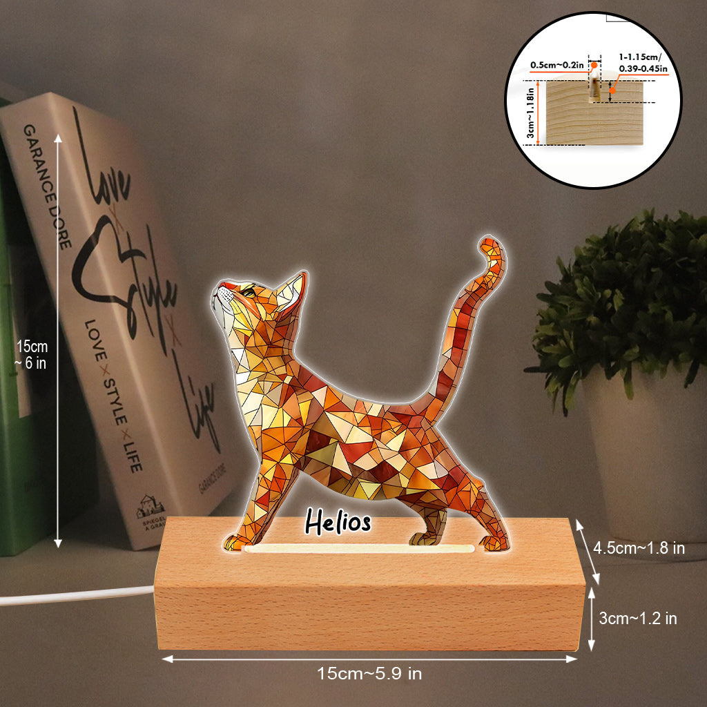 Boho Chic Niedliche Katzen - Personalisierte, katzenförmige Leuchtplatte