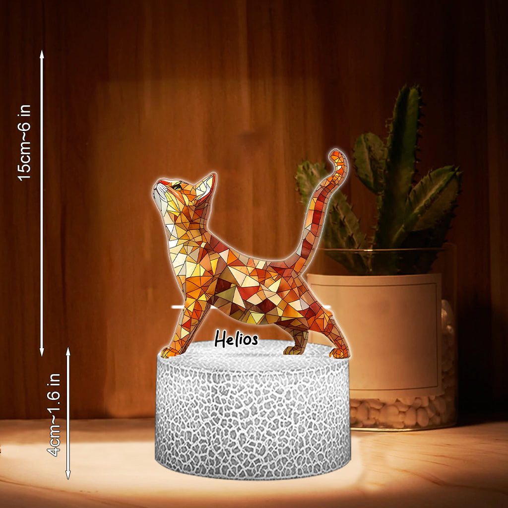 Boho Chic Niedliche Katzen - Personalisierte, katzenförmige Leuchtplatte