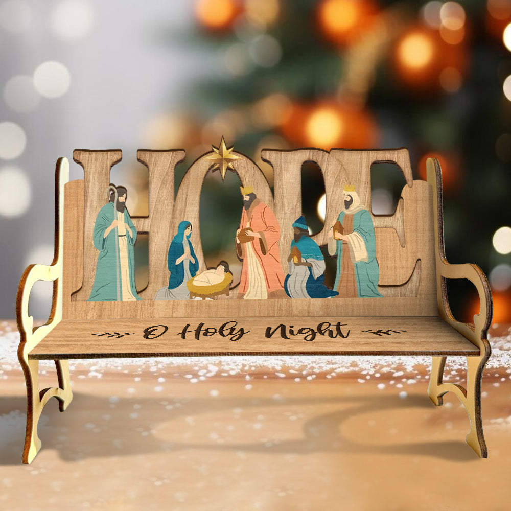 O heilige Nacht - Christliche Holzbank