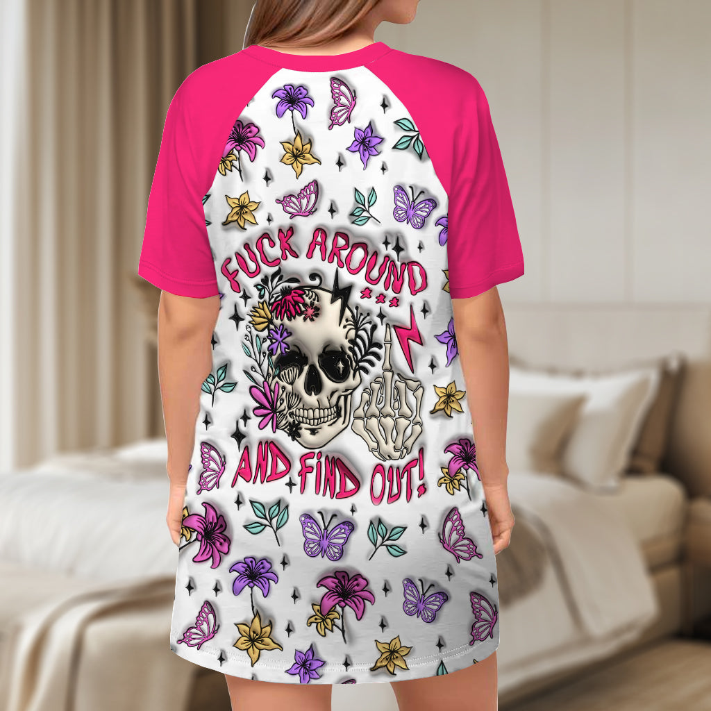 Verarsche mich und finde es heraus – personalisiertes Totenkopf-Schlafshirt-Kleid