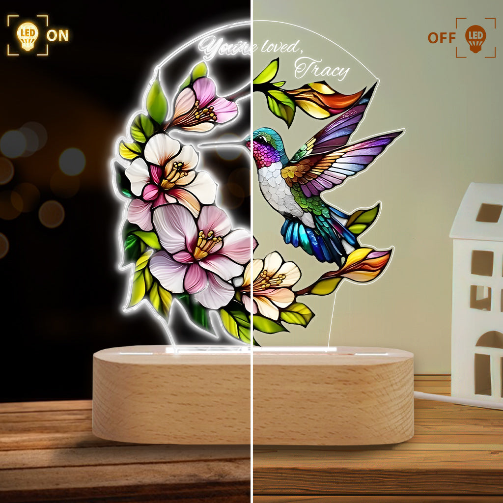 Naturliebhaber Schmetterling Libelle Biene Kolibri - Personalisierte, gartenfreundliche Leuchtplatte in Form einer Plakette