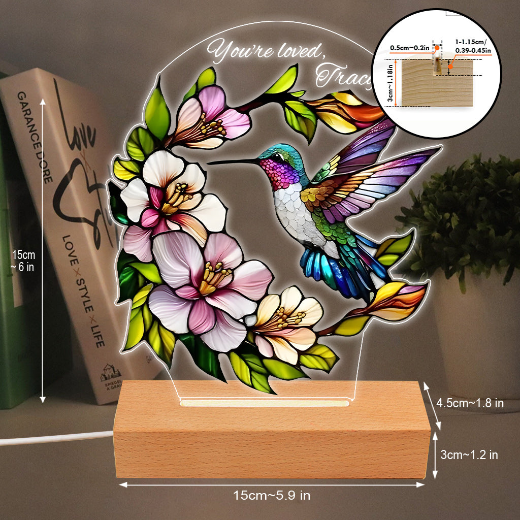 Naturliebhaber Schmetterling Libelle Biene Kolibri - Personalisierte, gartenfreundliche Leuchtplatte in Form einer Plakette