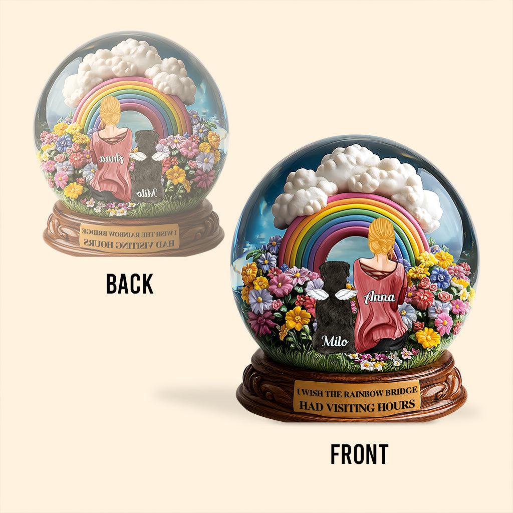 Ich wünschte, die Regenbogenbrücke hätte Besuchszeiten – Personalisierte Acrylplakette in Hundeform