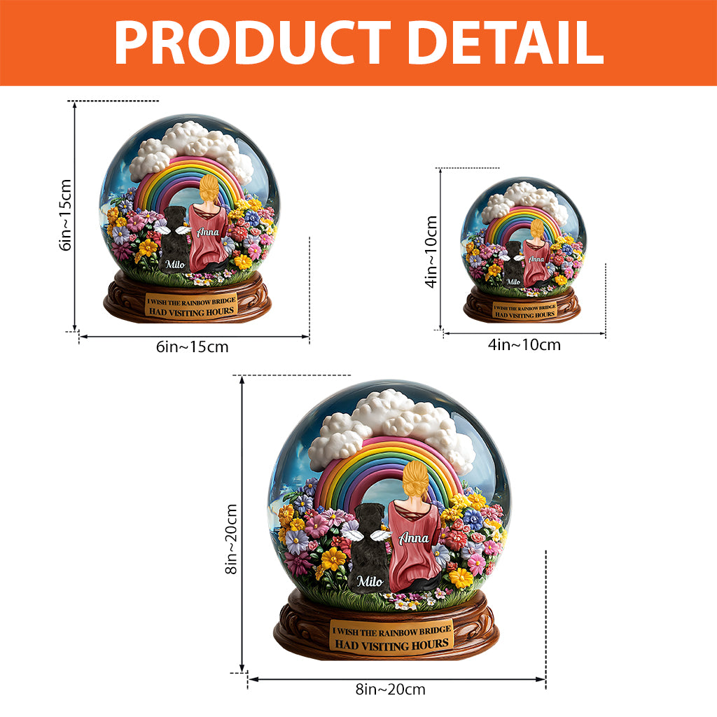 Ich wünschte, die Regenbogenbrücke hätte Besuchszeiten – Personalisierte Acrylplakette in Hundeform