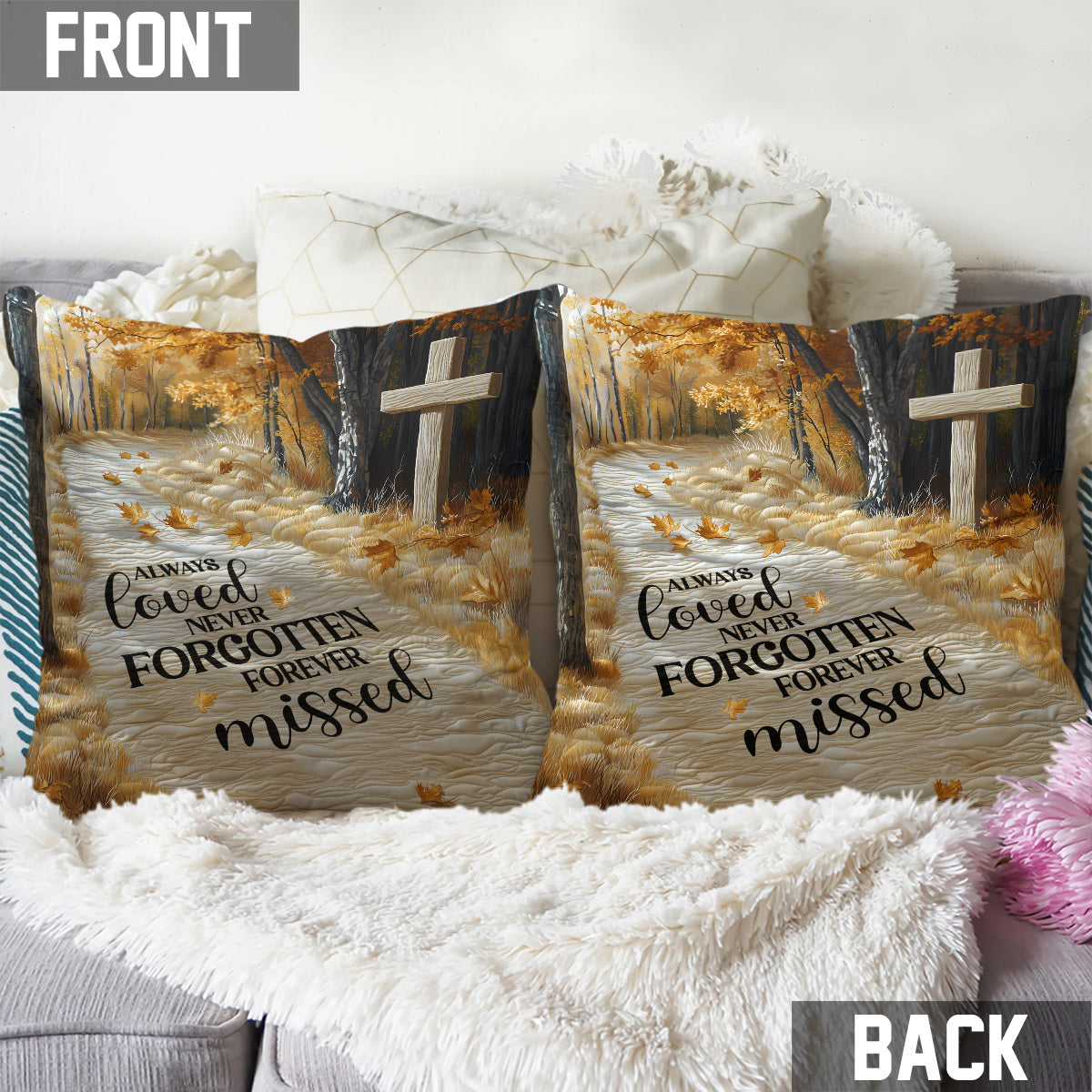 Immer geliebt, nie vergessen, für immer vermisst – personalisiertes Gedenkkissen