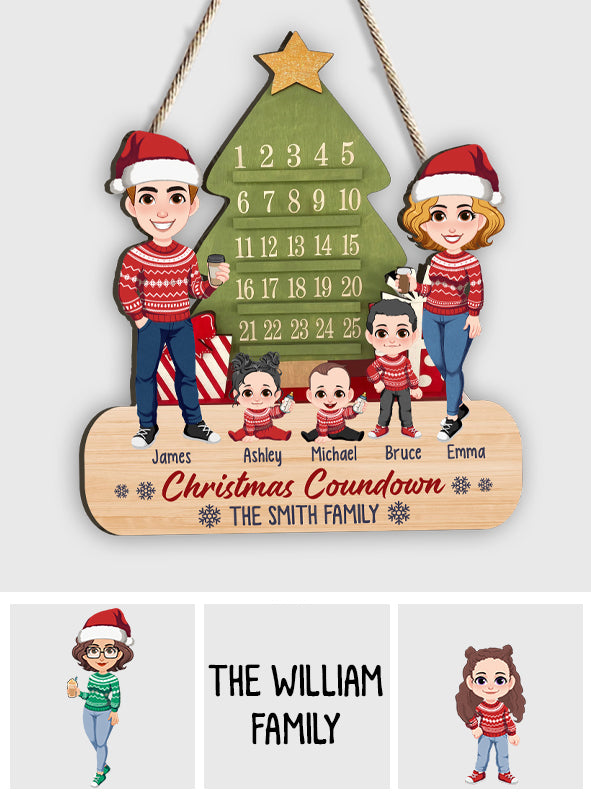 Weihnachtscountdown für die Familie – Personalisiertes Holzschild für die Familie
