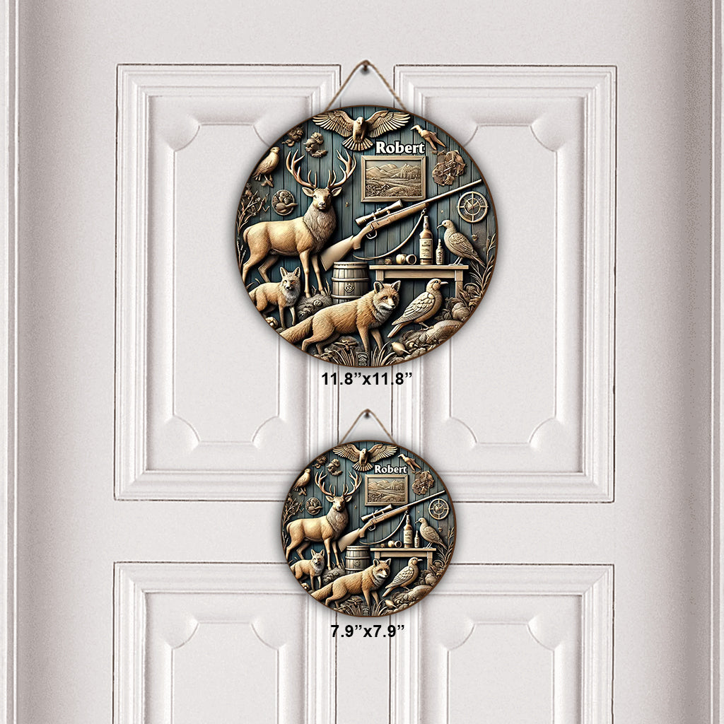 Best Hunter Ever - Personalized Hunting Round Wood Sign