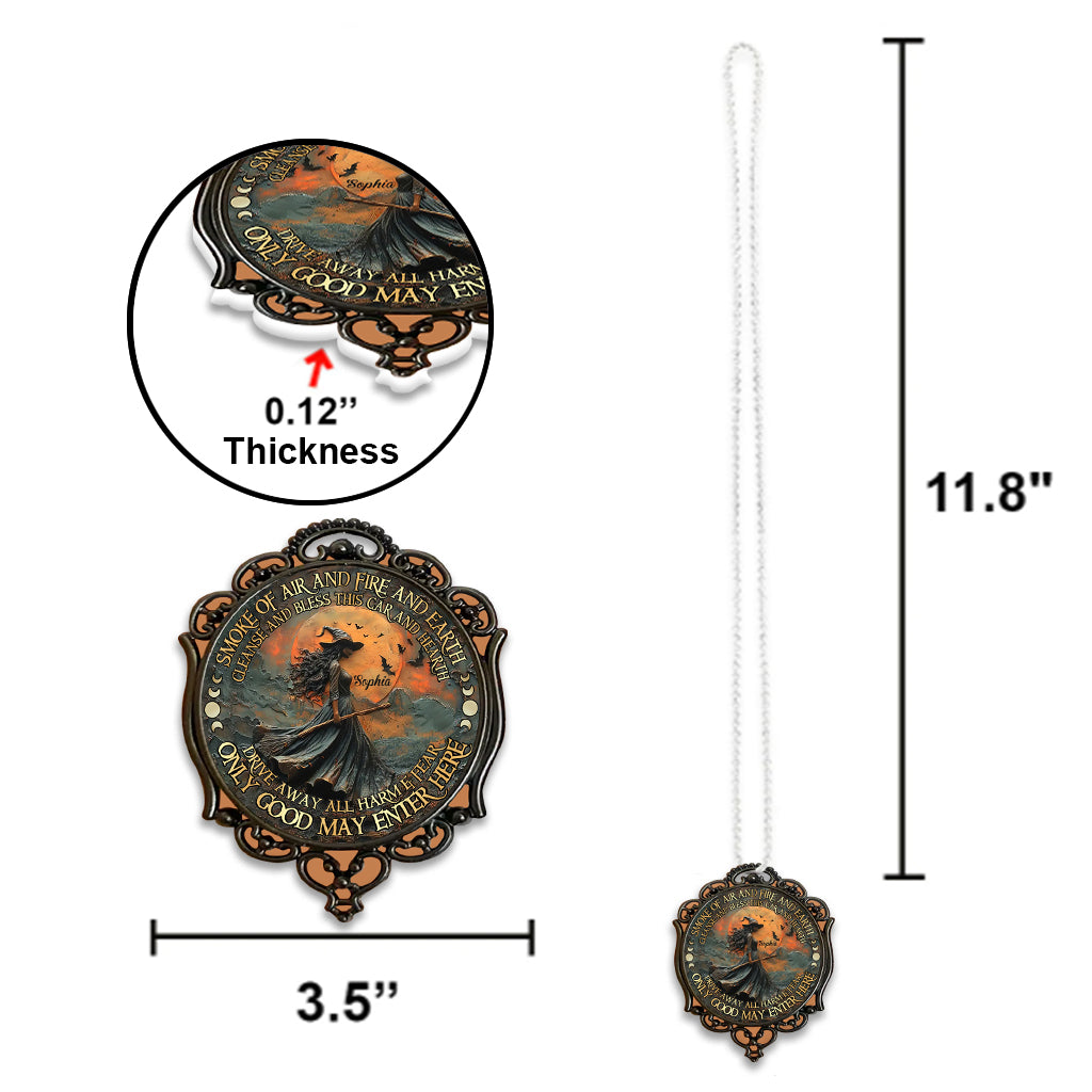 Rauch aus Luft, Feuer und Erde – Personalisierter Hexen-Autoanhänger