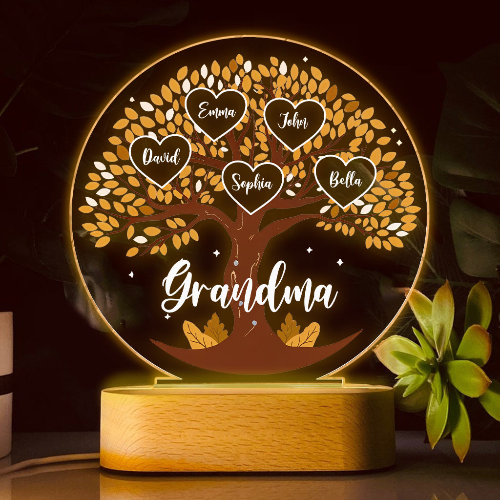Grandma's Little Hearts - Personalized Grandma Shaped Plaque Light Base