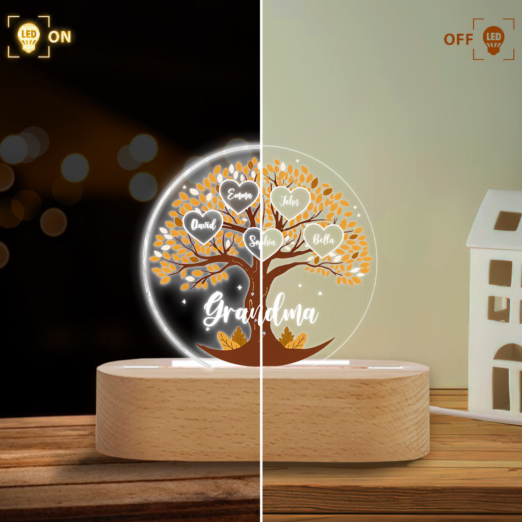 Grandma's Little Hearts - Personalized Grandma Shaped Plaque Light Base