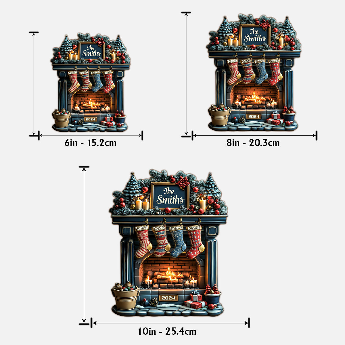 Frohe Weihnachten – Personalisiertes Familien-Holzschild (2-lagig)