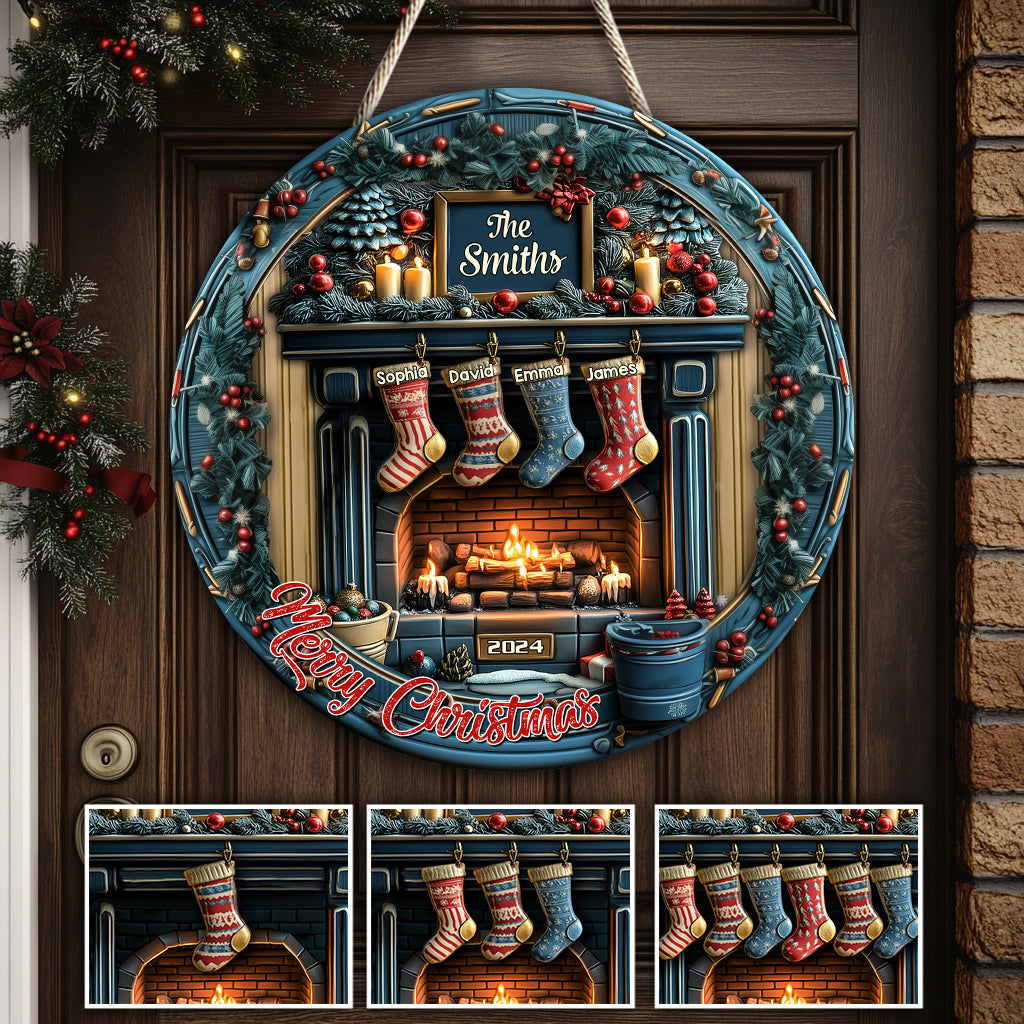 Frohe Weihnachten – Personalisiertes, individuell geformtes Holzschild für die Familie