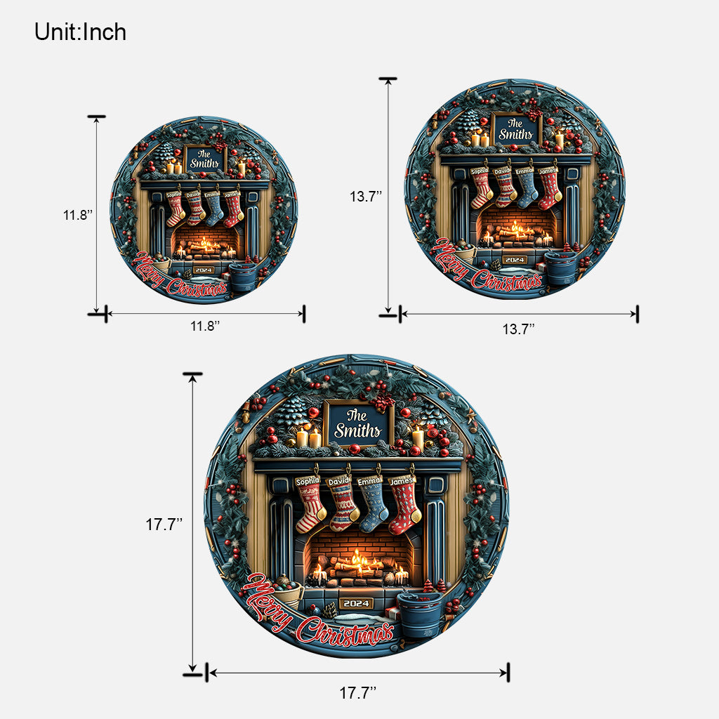 Frohe Weihnachten – Personalisiertes, individuell geformtes Holzschild für die Familie