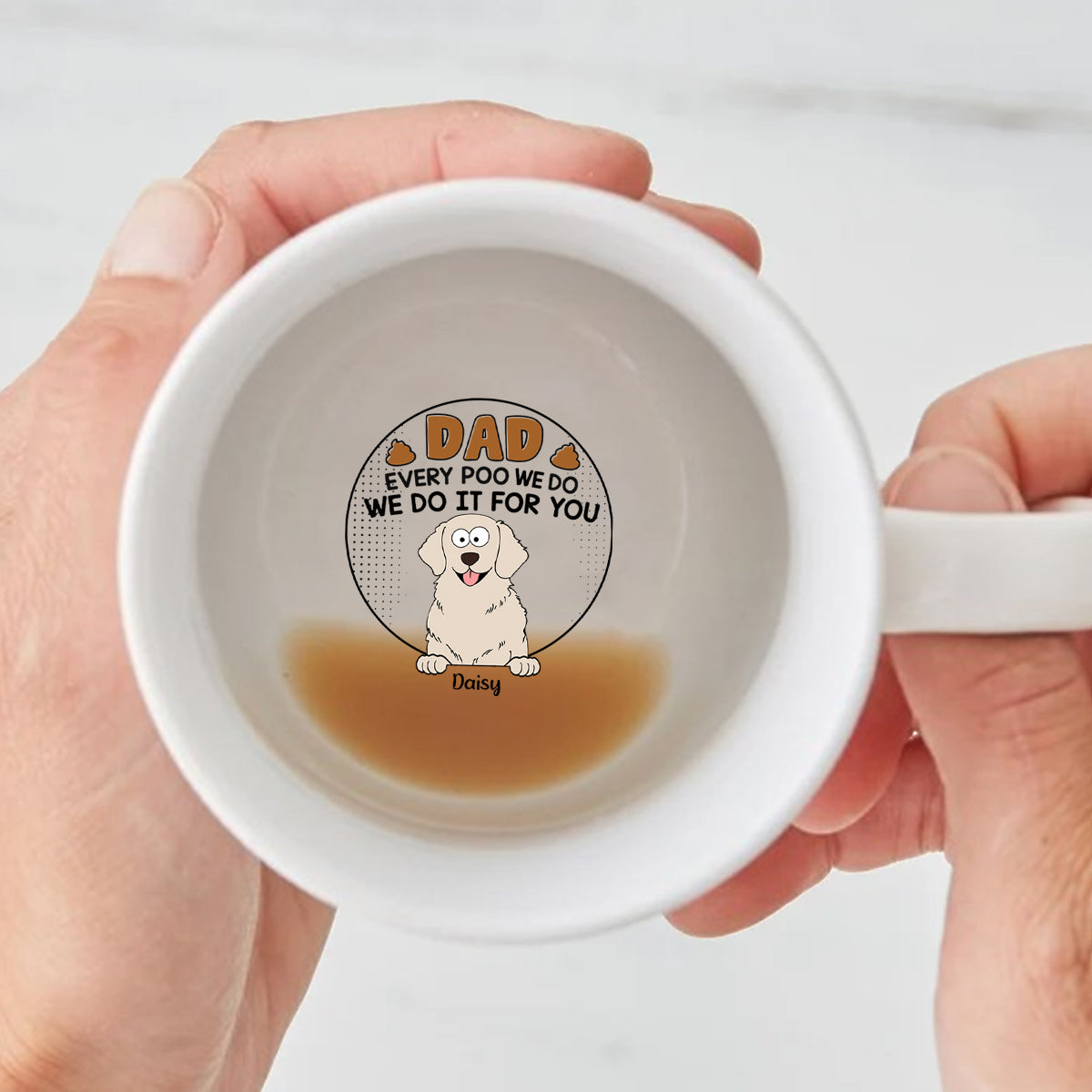 Papa Mama Jedes Mal, wenn ich ein Häufchen mache - Personalisierte Tasse mit versteckter Hundebotschaft