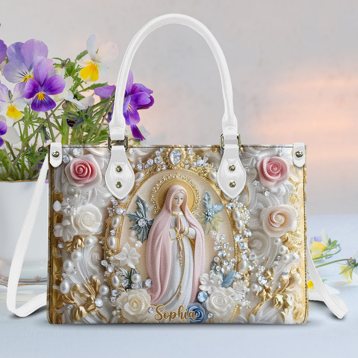 Personalisierte christliche Lederhandtasche für Gläubige
