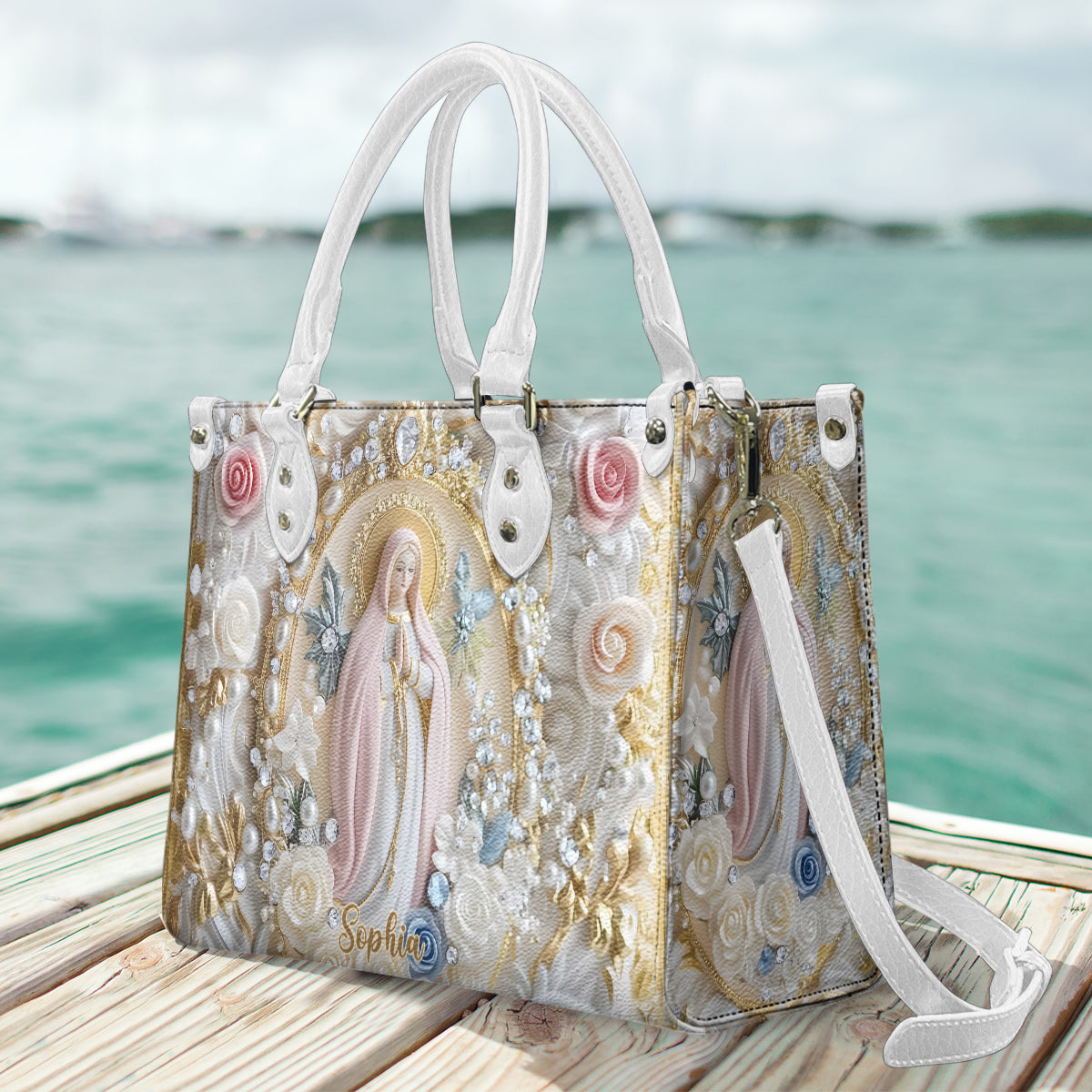Personalisierte christliche Lederhandtasche für Gläubige