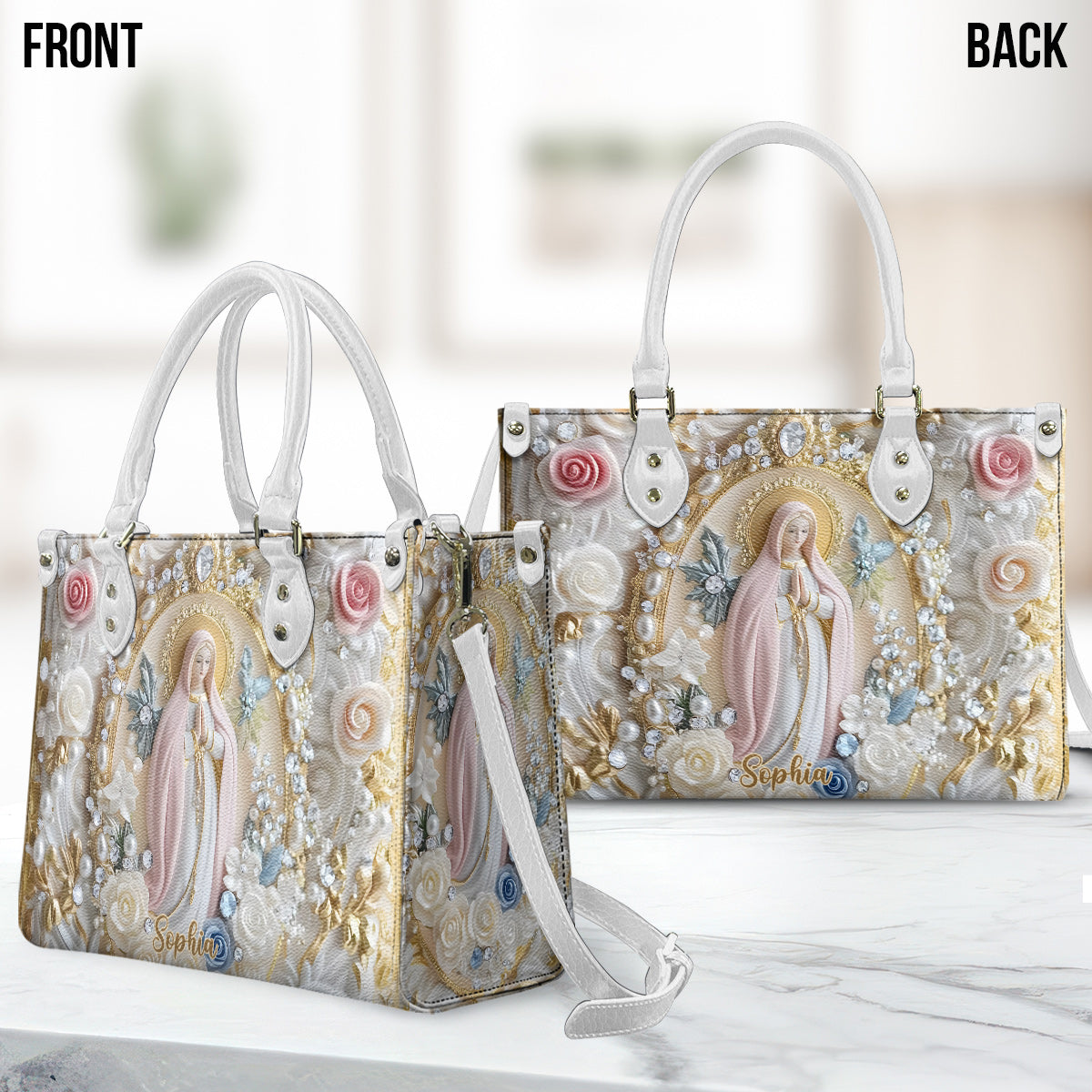 Personalisierte christliche Lederhandtasche für Gläubige