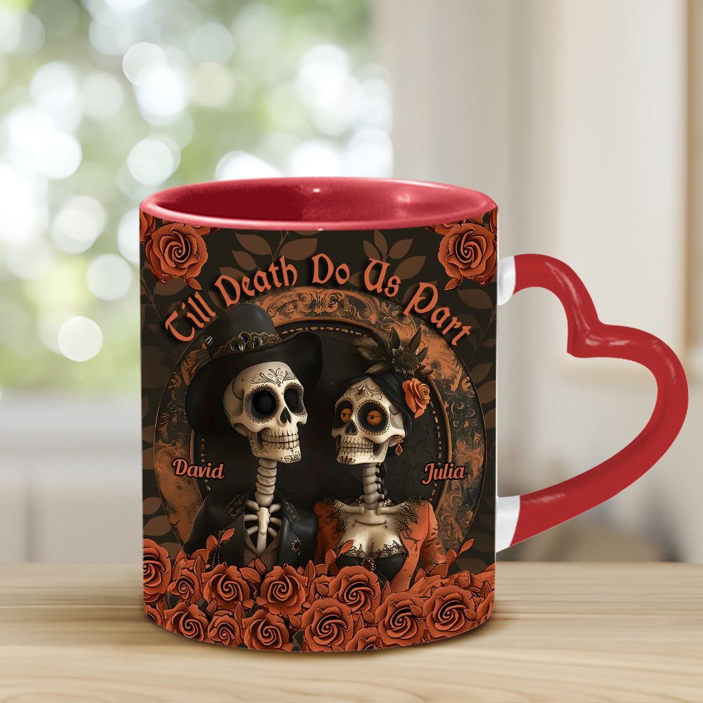 Til Death Do Us Part - Personalized Couple Heart Handle Mug