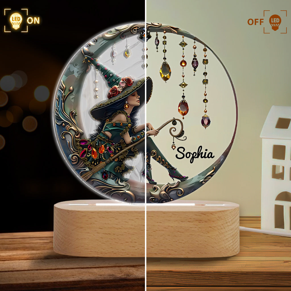 Wunderschöne Hexe – Personalisierte, hexenförmige Leuchtplatte