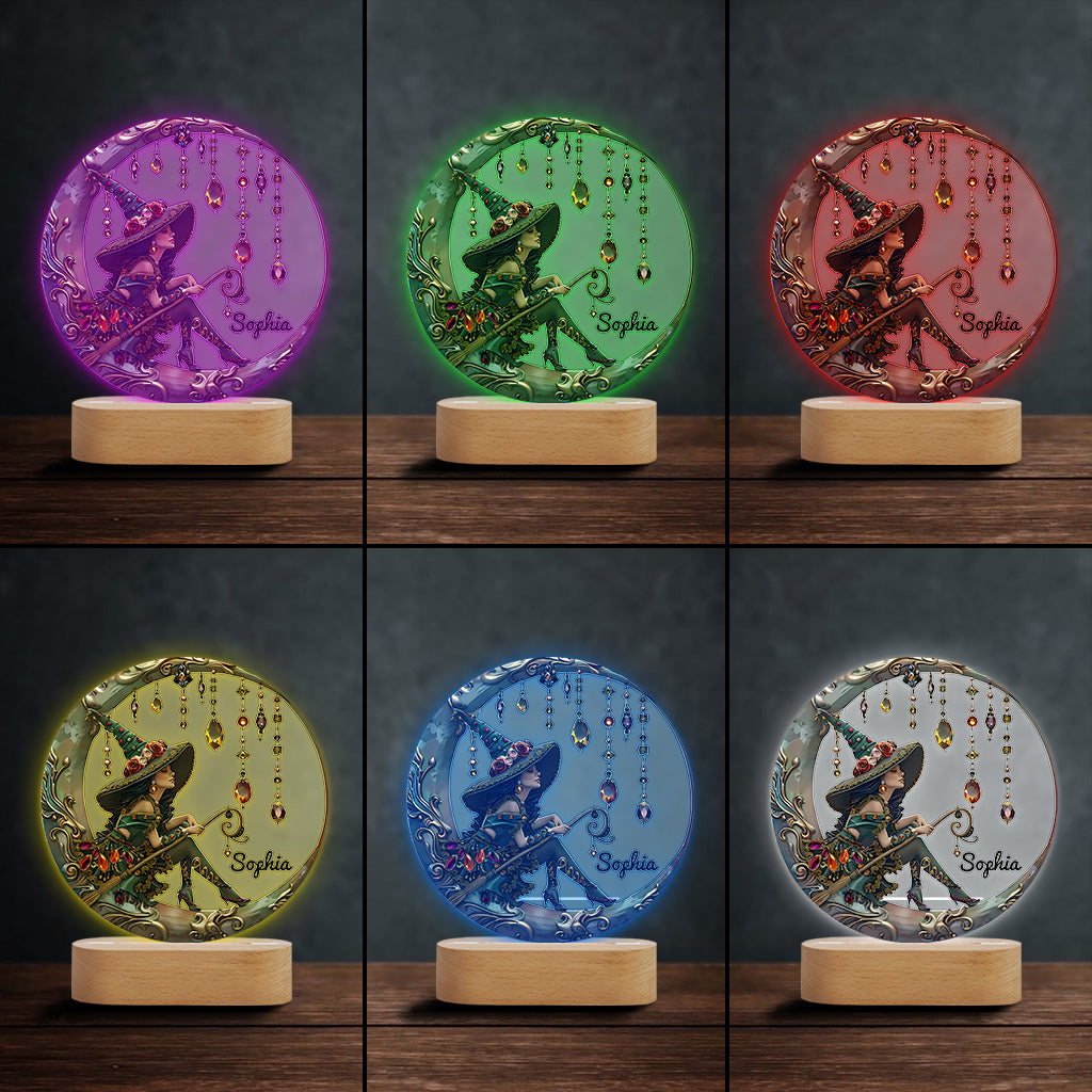 Wunderschöne Hexe – Personalisierte, hexenförmige Leuchtplatte