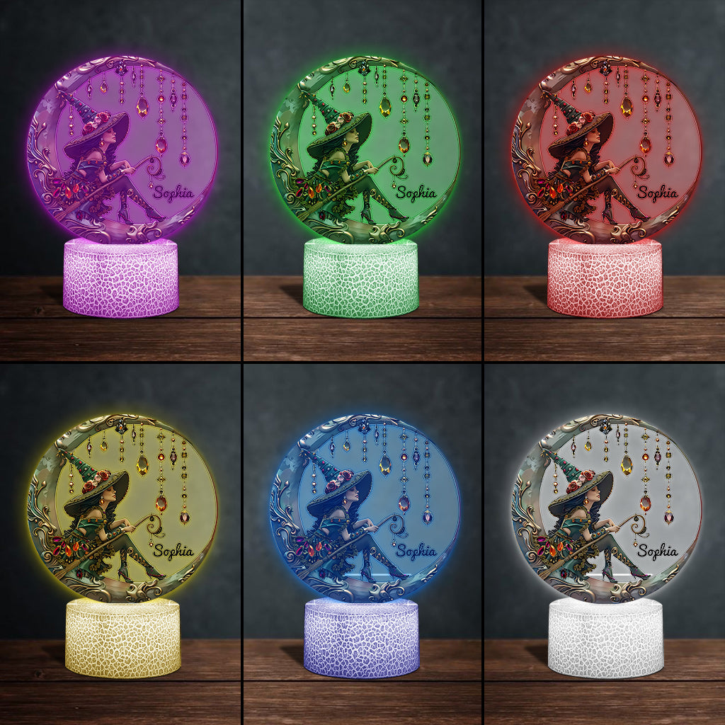Wunderschöne Hexe – Personalisierte, hexenförmige Leuchtplatte